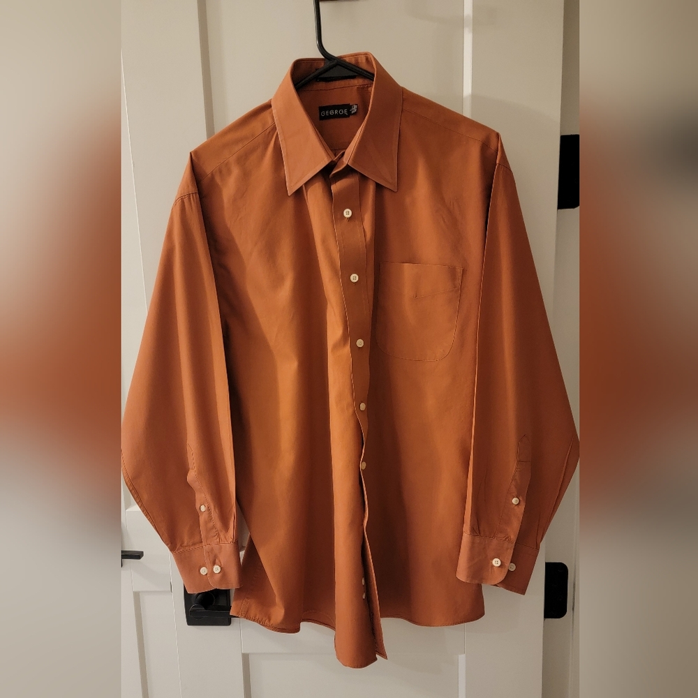 George Men's 16/16.5 32-33 Rust Dress Shirt